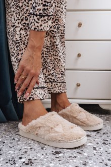 Παντόφλες Γούνινες με Εσωτερική Επένδυση Fleece - Μπέζ