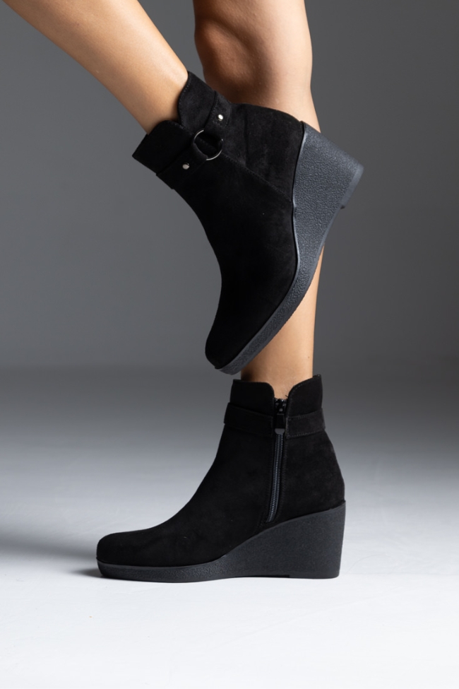 Μποτάκια suede με πλατφόρμα και κρόσσια στο πλάι - Μαύρο - Image 5