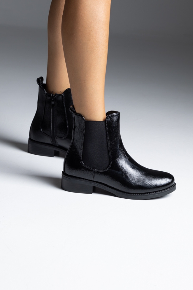 Μποτάκια λουστρίνι με λάστιχο - Μαύρο - Image 2