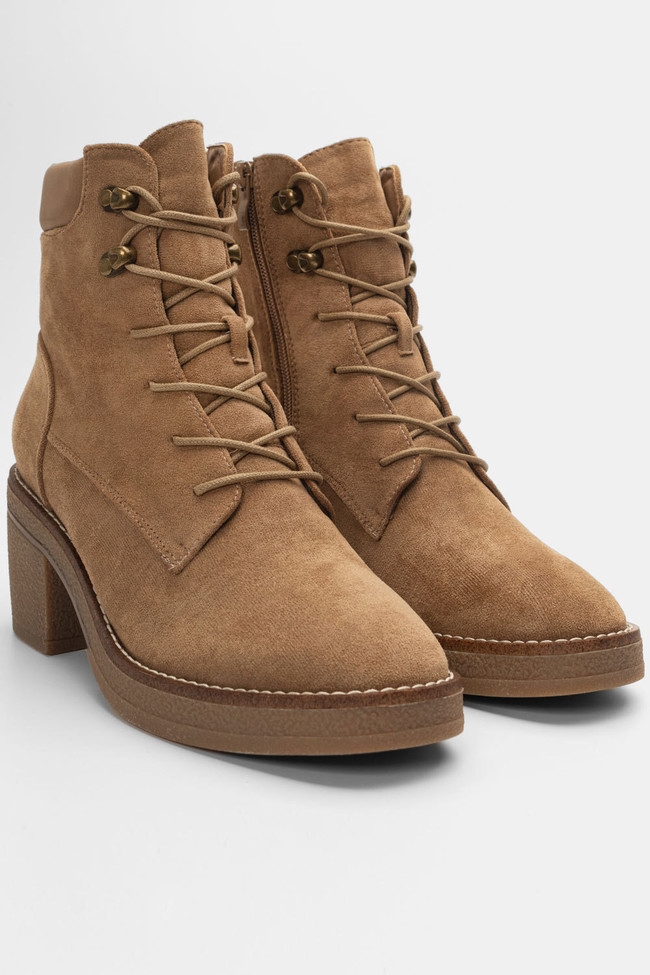 Αρβυλάκια suede με κρεπ αντιολισθητική σόλα και Φερμουάρ - Μπέζ - Image 2