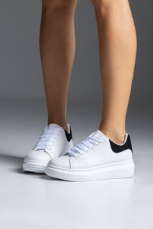 Sneakers δερματίνη - Λευκό / Μαύρο