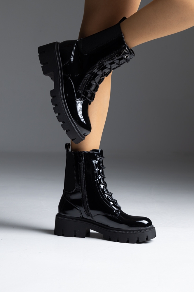 Αρβυλάκι λουστρίνι με φερμουάρ - Μαύρο - Image 2