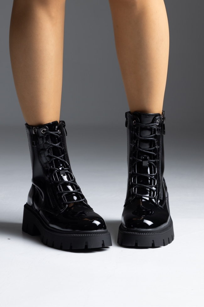 Αρβυλάκι λουστρίνι με φερμουάρ - Μαύρο - Image 3