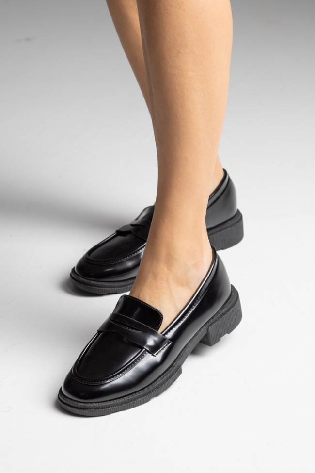 Μοκασίνια λουστρίνι matt - Μαύρο