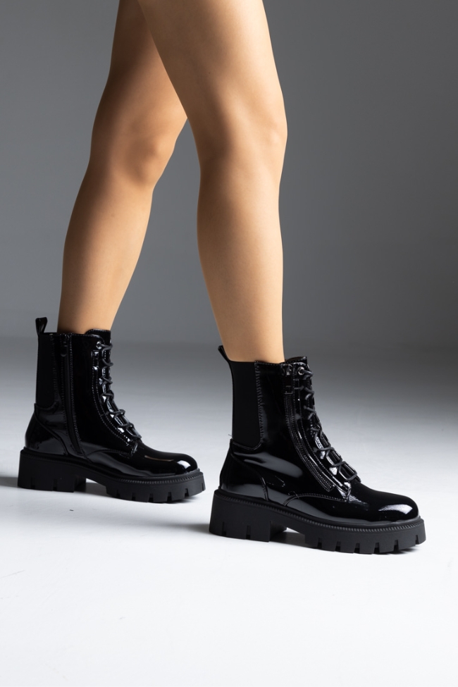 Αρβυλάκι λουστρίνι με φερμουάρ - Μαύρο - Image 4