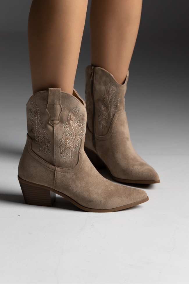 Μποτάκι suede cow boy - Χακί - Image 3