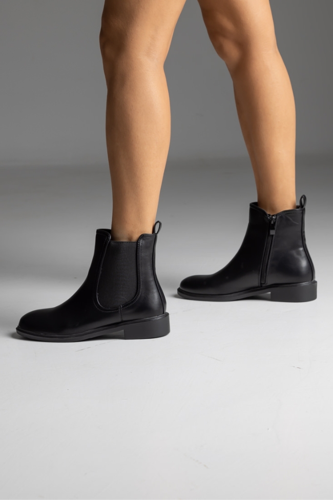Μποτάκι δερματίνη με λάστιχο - Μαύρο - Image 3
