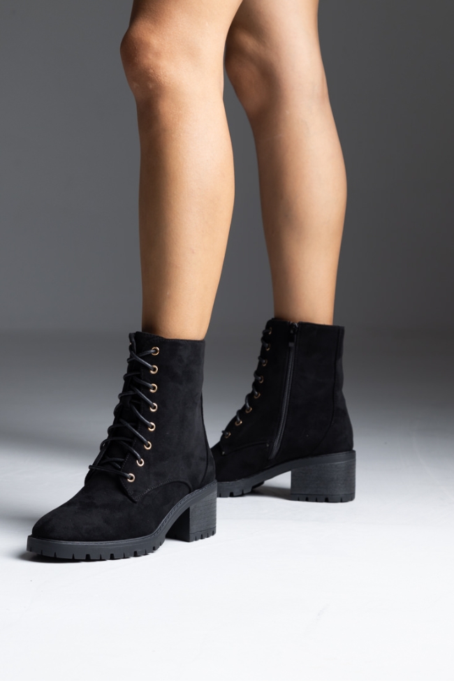 Μποτάκι - Αρβυλάκι suede με καουτσούκ σόλα - Μαύρο - Image 5