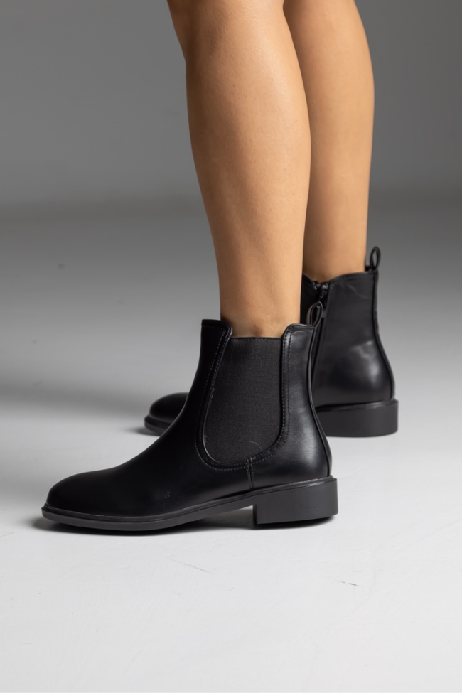 Μποτάκι δερματίνη με λάστιχο - Μαύρο - Image 2