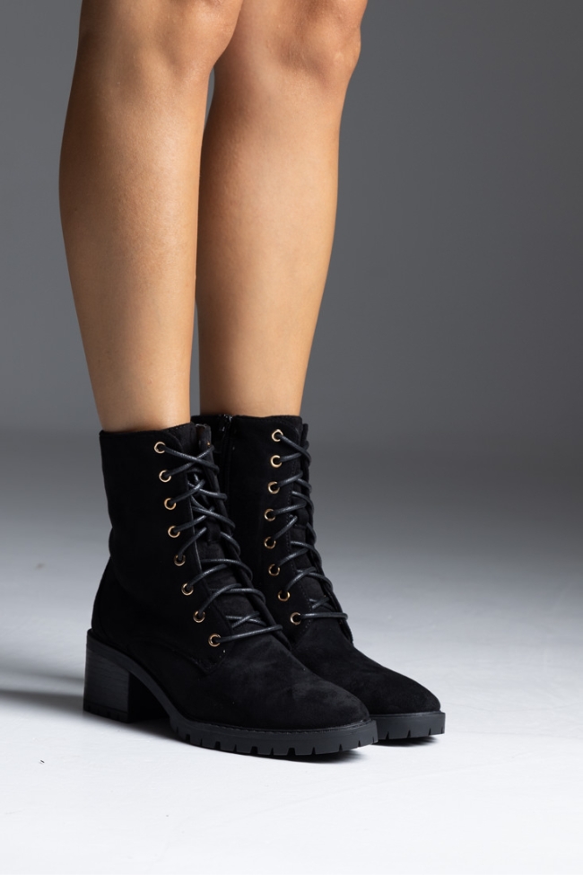 Μποτάκι - Αρβυλάκι suede με καουτσούκ σόλα - Μαύρο - Image 4