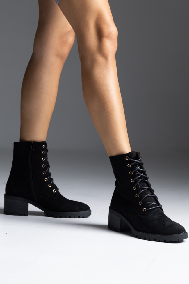 Μποτάκι - Αρβυλάκι suede με καουτσούκ σόλα - Μαύρο - Image 3