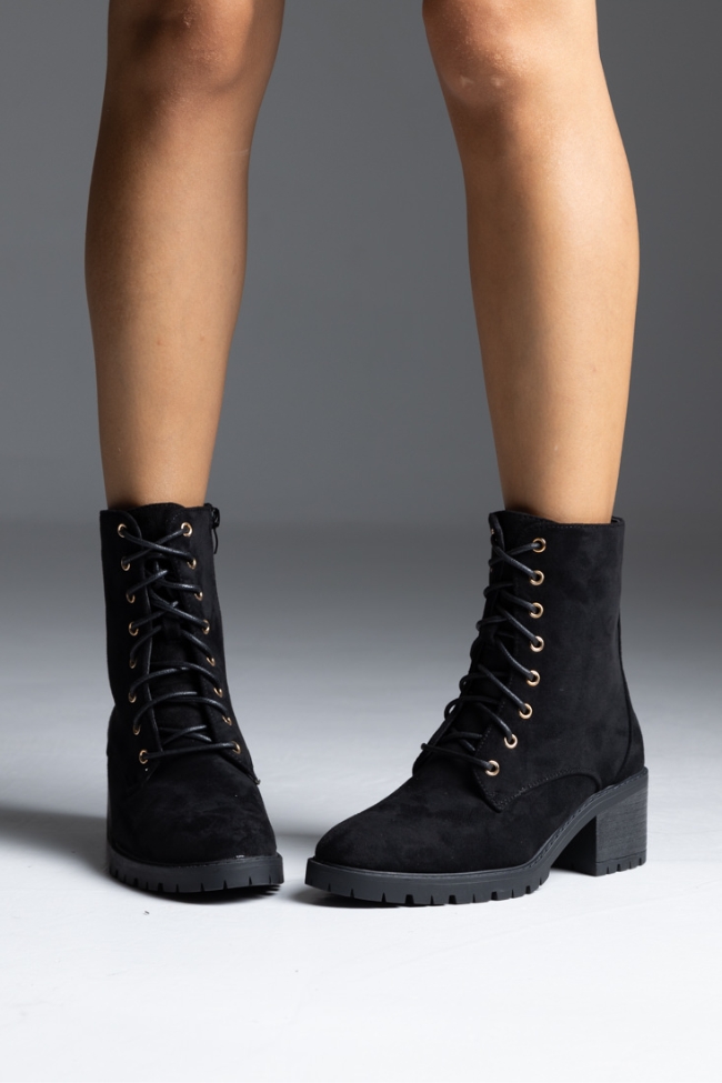 Μποτάκι - Αρβυλάκι suede με καουτσούκ σόλα - Μαύρο - Image 2