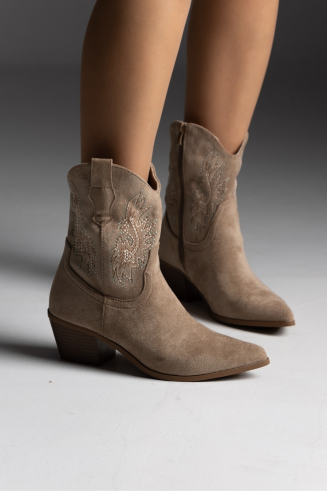 Μποτάκι suede cow boy - Χακί - Image 4