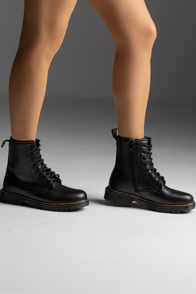 Αρβυλάκι δερματίνη με κορδόνια και εσωτερικό φερμουάρ - Μαύρο - Image 2