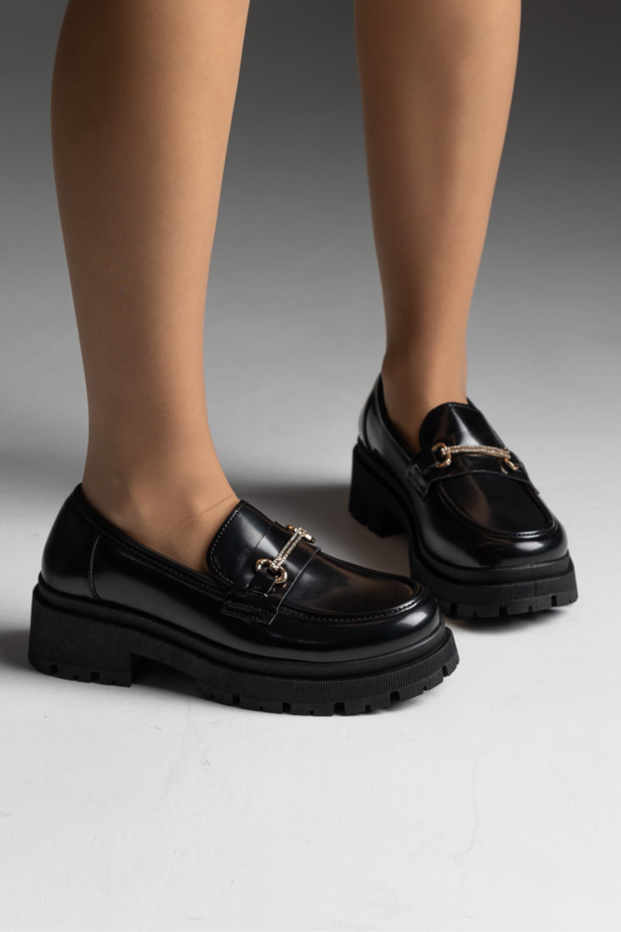 Chunky Μοκασίνια με αλυσίδα με στρας - Μαύρο - Image 3