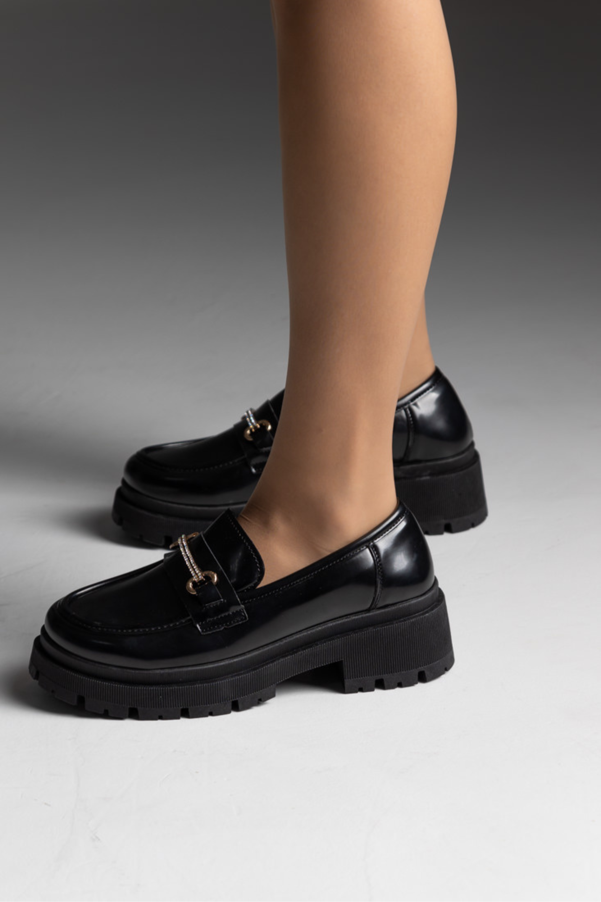 Chunky Μοκασίνια με αλυσίδα με στρας - Μαύρο - Image 2