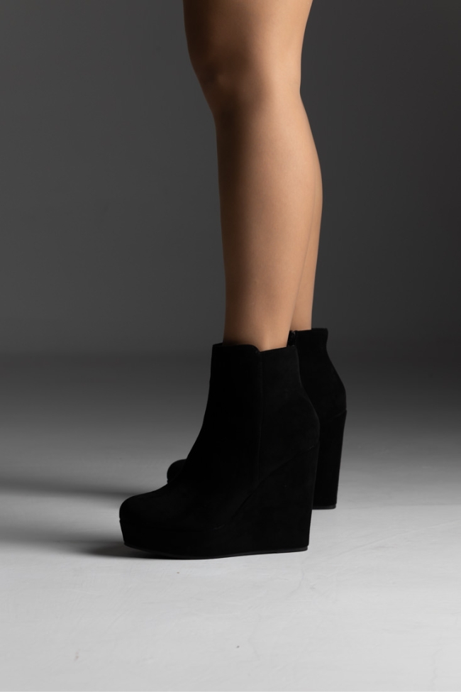 Μποτάκια suede με πλατφάρμα - Μαύρο - Image 3