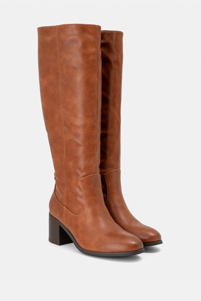 Μπότα ιππασίας με χοντρό τακούνι - Κάμελ - Image 2