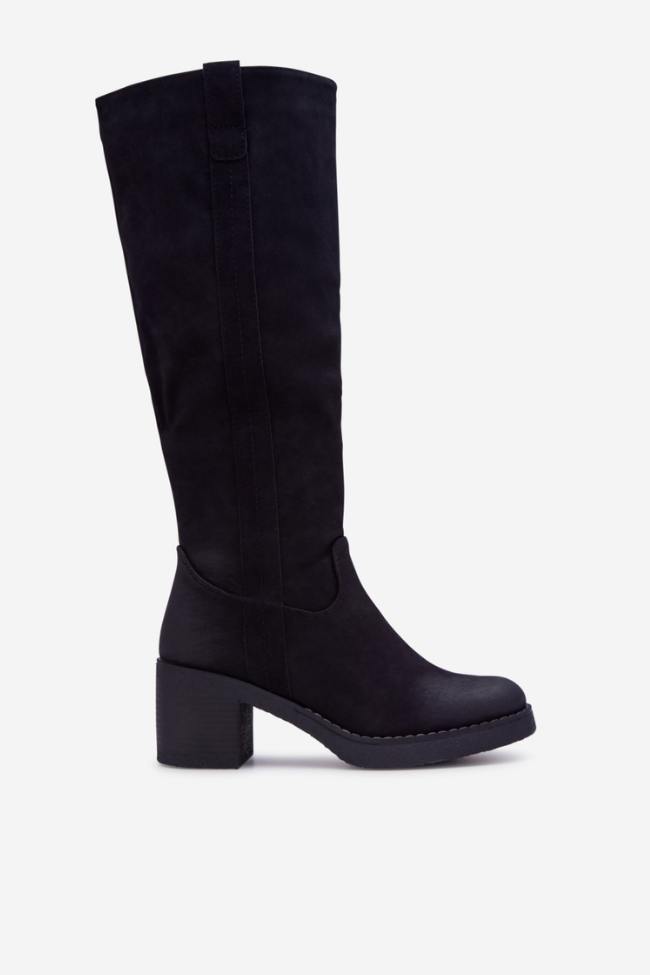 Μπότα suede με χοντρό τακούνι - Μαύρο - Image 6