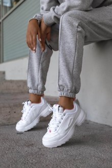 Sneakers δερματίνη με chunky σόλα Λευκό - Λευκό / Ρόζ