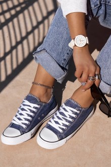 Γυναικεία Sneakers υφασμάτινα τύπου all star - Τζίν Μπλέ