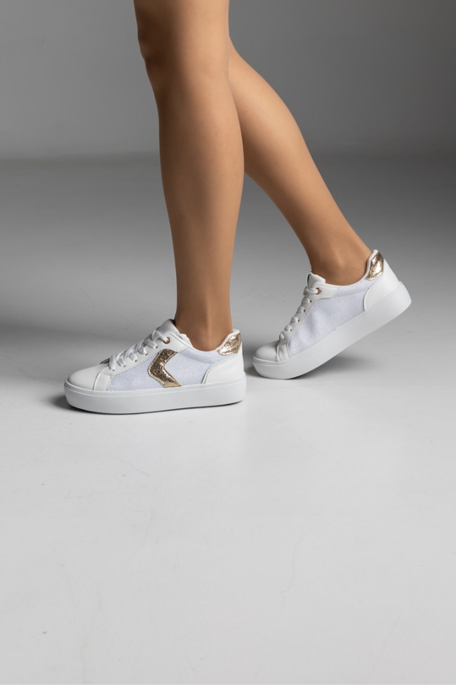 Sneakers δερματίνη - Λευκό - Image 4