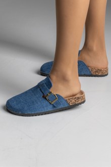 Mules  Suede με αγκράφα - Τζίν