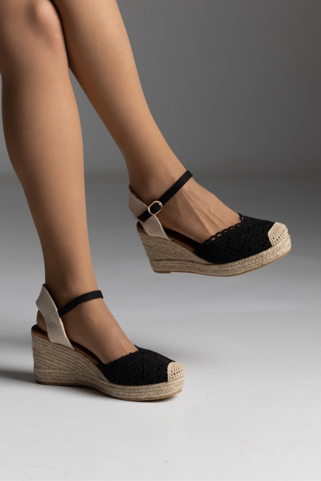 Πλατφόρμα espadrilles με δέσιμο στο πόδι - Μαύρο - Image 5