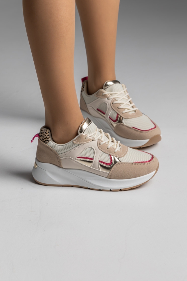 Sneakers δερματίνη - Μπέζ - Image 2