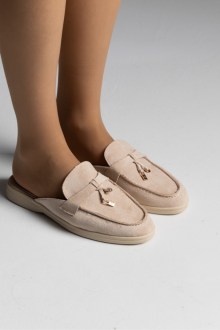 Loafers suede mule - Μπεζ