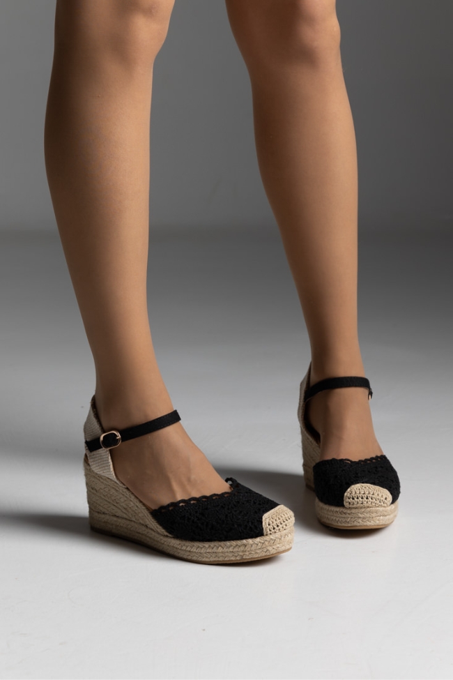 Πλατφόρμα espadrilles με δέσιμο στο πόδι - Μαύρο - Image 2