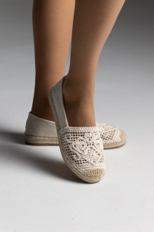 Espadrilles suede με πλεκτό σχέδιο - Μπέζ