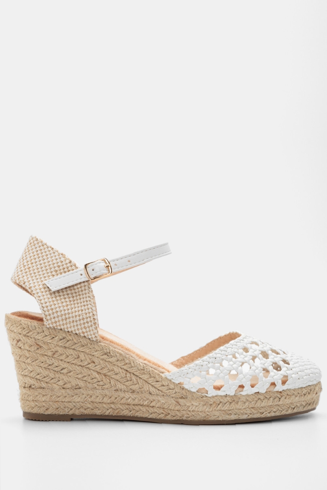 Πλατφόρμες Εσπαντρίγιες με Ψάθα - Λευκό
