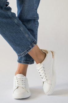 Sneaker δερματίνη - Λευκό / Σαμπανί