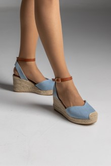 Πλατφόρμα espadrilles με δέσιμο στο πόδι - Τζίν