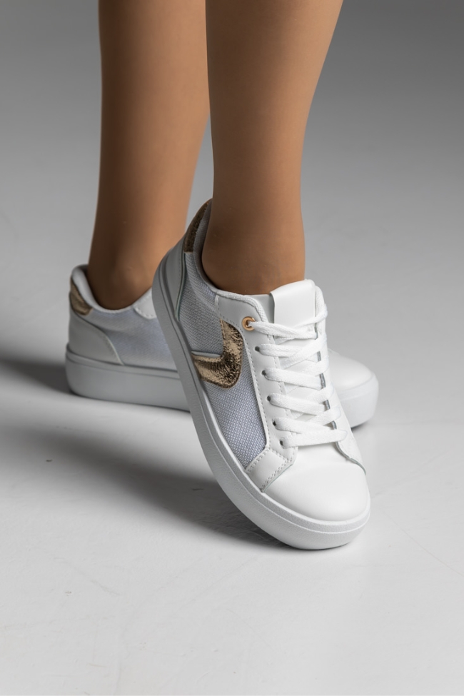 Sneakers δερματίνη - Λευκό - Image 3