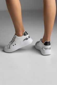 Sneakers δερματίνη - Λευκό / Μαύρο