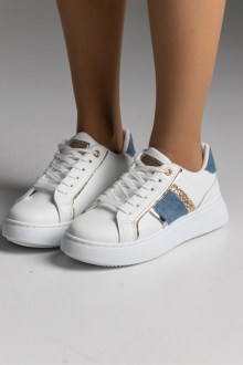 Sneakers δερματίνη - Λευκό / Μπλέ