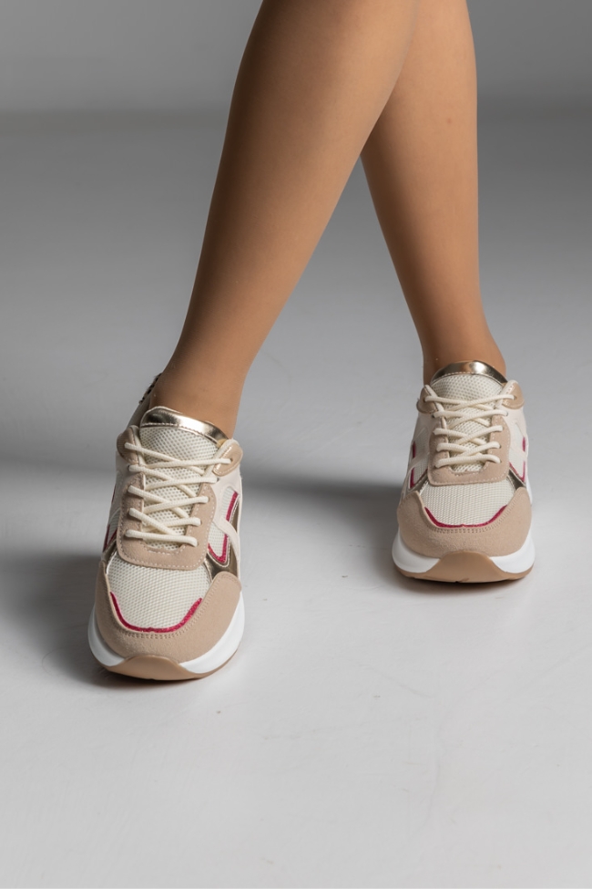 Sneakers δερματίνη - Μπέζ - Image 5