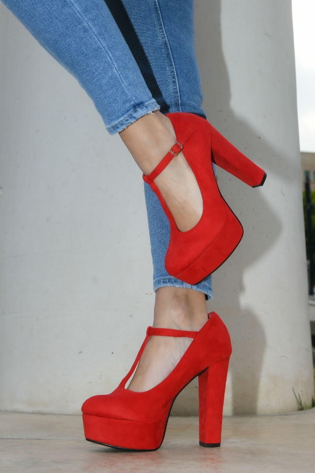 Γόβες με Μπαρέτα - Κόκκινο - Image 4