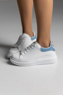 Sneakers με μοτίβο καρδιάς στο πίσω μέρος- Λευκό / Μπλέ