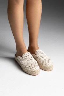 Espadrilles ύφασμα πλεκτή - Μπέζ