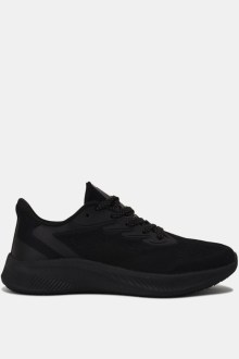 Ανδρικά sneakers υφάσμα με κορδόνια - Μαύρο
