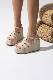 Πλατφόρμα με ψάθινο πάτο - Μπεζ