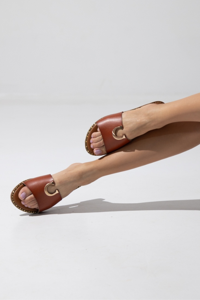 Sandal δερματίνη soft - Κάμελ - Image 5