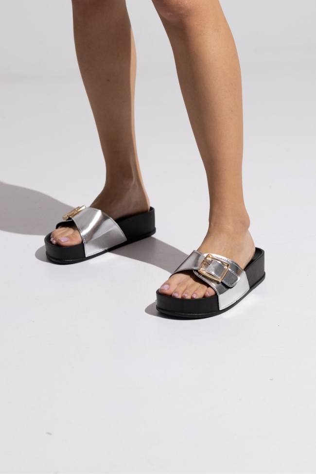 Ανατομικά Flatform δερματίνη - Ασημί - Image 3