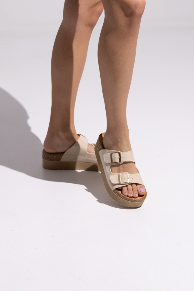 Σανδάλια Flatform Suede - Μπέζ - Image 3