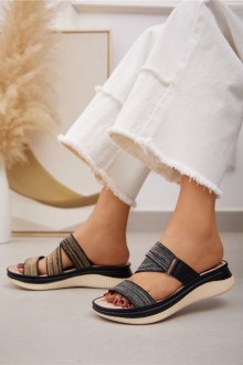 Σανδάλια Flatform με μαλακό ανατομικό πάτο - Μαύρο