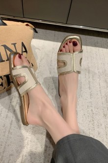 Flat Σανδάλια με Ανοίγματα στο Πλάι - Χρυσό