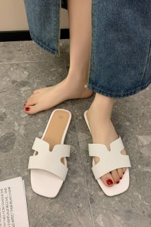 Flat Σανδάλια με Ανοίγματα στο Πλάι - Λευκό